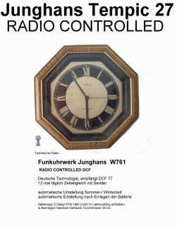 Tempic Radio controlled Wanduhr Funkuhrwerk Junghans W 761