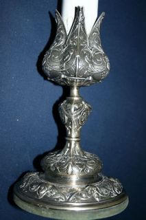antike Tischlampe 800er Silber reich verziert