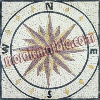 Fliesen Windrose Kompass Marmor Rosone 64cm