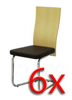 6x Konferenzstuhl Freischwinger Besucherstuhl Stuhl mit Holzlehne