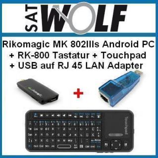 SET Rikomagic MK 802 III Android 4.1 Mini PC + RK 800 Funk Tastatur