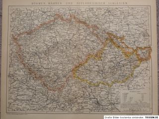 Karte von Böhmen, Mähren & Österreich   Schlesien, 1893, Brockhaus