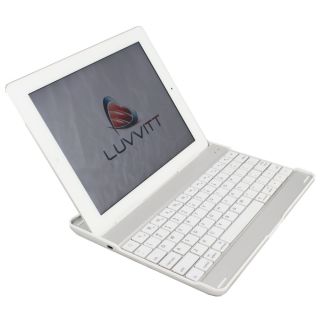 Alu Bluetooth Tastatur Keyboard Case Cover Für Apple iPad 2 weiss