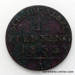 Pfennig 1833  A  Scheidemünze Preussen Friedrich Wilhelm III. / ss