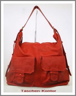 Ital. Handtasche Shopper Tasche echtes weiches Leder rot DIN A4