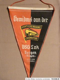 DDR Wimpel Sportvereinigung Lokomotive BSG Lok Bergen Ruegen Fussball