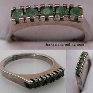 Ring Beisteckring Silber 835 mit grünen Farbsteinen / Gr. 52