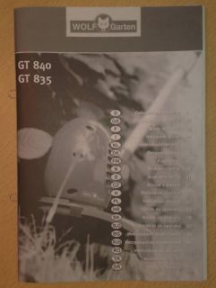 Wolf Garten Trimmer GT835+GT840 Bedienungsanleitung