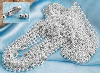 12X 2mm Versilbert Halskette Perlenkette Kette Basteln TOP