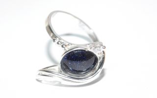925 Silber   Ring mit Blaufluss und Zirkonia   Kleinserie Beste Preis