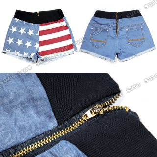 Damen Hot Jeans Shorts Shorty Pants Kurz Hose USA UK Flagge Freiwahl