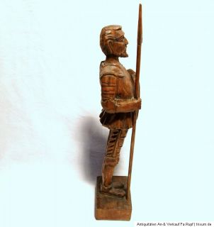 Uralt Geschnitzte Holz Figur Krieger Schnitzerei um 1920 original