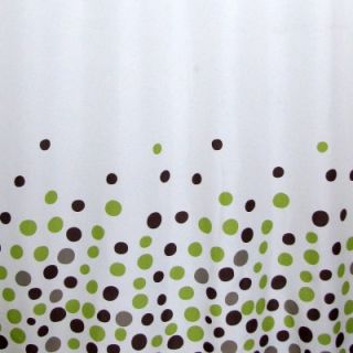 Duschvorhang Weiß Grün Punkte mit Ösen 180x180