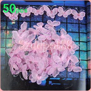 50 Colored Mesh Stocking Glitter Butterfly WEDDING Deco