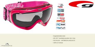 Damen rosa pink Skibrille Snowboardbrille Goggle Anitbeschlag