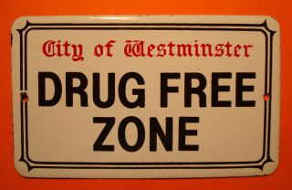 Emailschild Drug Free Zone Drogen Schild Dachbodenfund rar antik no