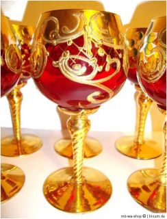 alte Römer  Weingläser  Handbemalt rotes Glas mit vergoldung