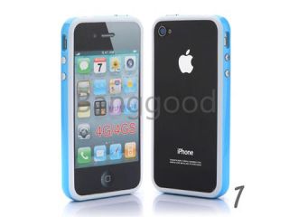 6x TPU Bumper Frame Silicone Skin Case W/ Side Button For iPhone 4 4S