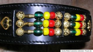 Lederhalsband, Schmuckhalsband, Perlenhalsband 55 + 65cm, 5 cm breit