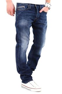 REPLAY Herren Jeans WAITOM Regular Slim Hose Blau Dunkelblau Used Wash