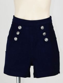 High Waisted Sailor Anchor Button Rockabilly Hotpants Kurze Hose