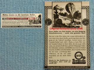 Orig Werbung1935 Wanderer Torpedo Freilauf OLD MAGAZINE PRINT AD