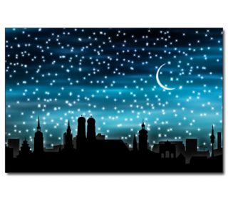 München bei Nacht #1   Poster, Illustration, Skyline, Plakat