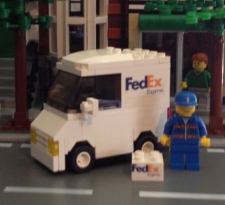 LEGO Custom Town City Train FedEx Delivery Truck made from LEGO(R