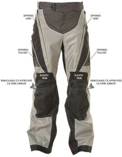 Advanced Black and Silver Tri Tex Fabric Motorcycle Pants with Level 3