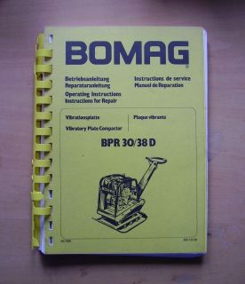 Bomag BPR 30 / 38 D Rüttelplatte Betriebsanleitung Handbuch