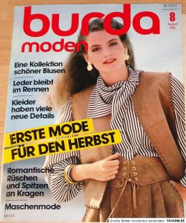 Burda Moden August 1982, Blusen, Romantik, Leder