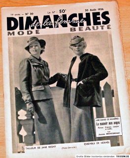 Dimanches de la Femme, Modezeitschrift 30 Aoút 1936