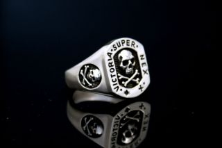 Freimaurer Skull & Bones Siegel Ring Sterling Silber 925