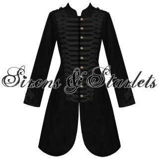 Damen Frauen Schwarz Gothisch Militärstil Baumwolle Jacke Mantel