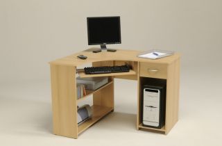 Computer Tisch,Schreibtisch,Eck Computertisch in Buche NEU