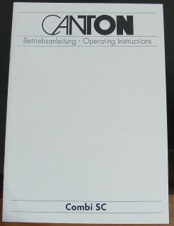 Canton Combi SC Bedienungsanleitung, Owners manual