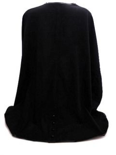 Damen Kappe Poncho Mantel Wolle Leder Modell Kelly Größe 40 Schwarz