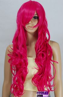 Hot Rose Pink Heat Styleable Curly Long Cosplay Wigs 967_HRP