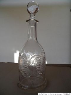 1850 grosse BIEDERMEIER KARAFFE geschliffen Abriss Glas Flasche