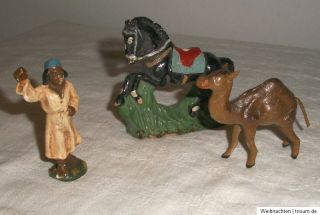 Krippe Krippenfiguren Weihnachtskrippe aus Masse Treiber Kamel Pferd