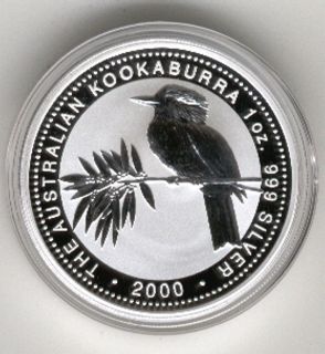Dollar Australien Kookaburra Jahrgang 2000 /  999Ag Silber Münze