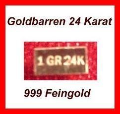 Goldbarren 999 Gold 24 Karat 1 Grain Barren Neu