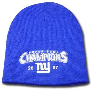 KNIT HAT NEW YORK GIANTS SUPER BOWL 2007 BLUE: Sports & Outdoors