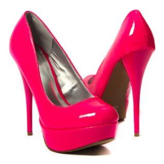 Qupid Womens Shiny Shoes High Heel Classic Platform Stiletto Pumps