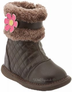 Baby Toddler Little Girls Shoes Brown Fur Pansy Boots 3 12: Shoes