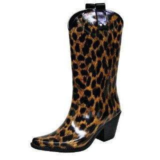 Leopard Spotted Cowboy Rubber Rain Boots Size 10: Shoes