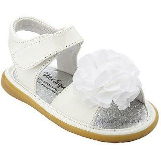  Wee Squeak Toddler Girls White Peony Sandals 8: Wee Squeak: Shoes