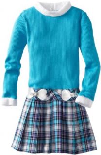 Youngland Girls 7 16 Knit Long Sleeve Poly Pleated Plaid