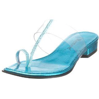 Sandal with Rhinestone Toe Ring Thong,Clear/Turquoise,10.5 M: Shoes