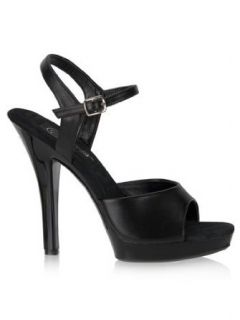Black Leather 5 Inch High Heel Sandal   10: Clothing